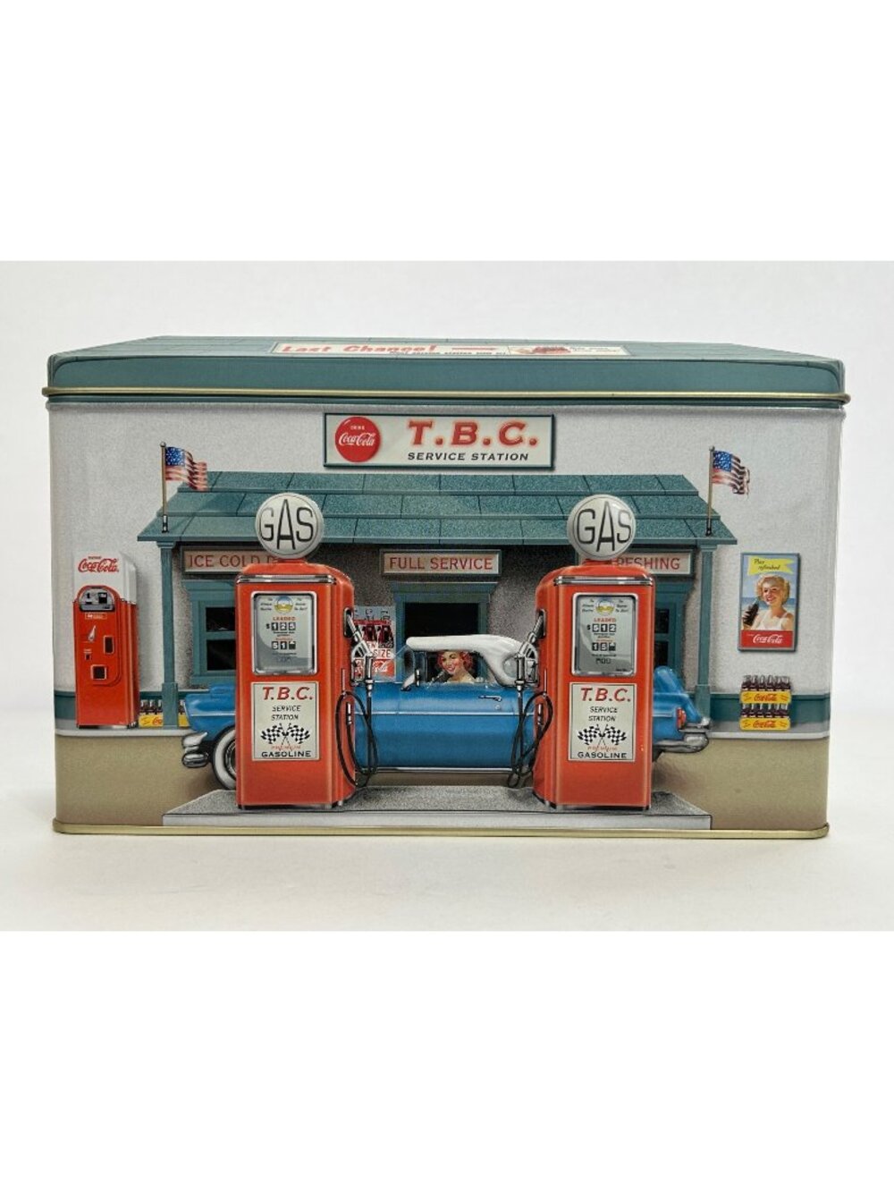 Coca-Cola Embossed Diner & Gas Station Tin w/ Retro Design 1997 Kitchen Decor